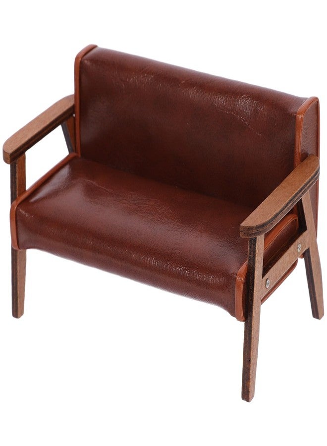Vaguelly Miniature Chair Mini Sofa Leather Couch Outdoor Furniture Bench Chair ature Recliner Dollhouse Sofa 1 12 Scale Desktop Furniture ature Arm Wooden - Image 1