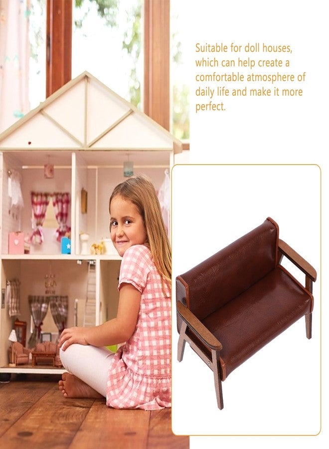 Vaguelly Miniature Chair Mini Sofa Leather Couch Outdoor Furniture Bench Chair ature Recliner Dollhouse Sofa 1 12 Scale Desktop Furniture ature Arm Wooden - Image 5