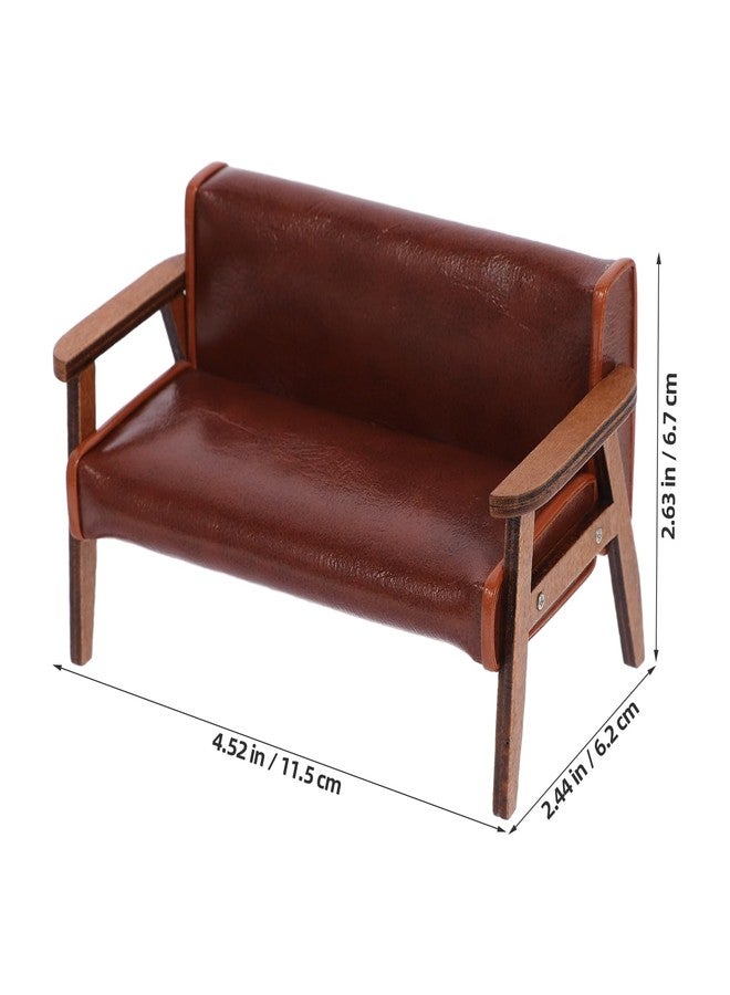 Vaguelly Miniature Chair Mini Sofa Leather Couch Outdoor Furniture Bench Chair ature Recliner Dollhouse Sofa 1 12 Scale Desktop Furniture ature Arm Wooden - Image 4
