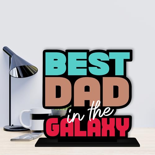 Giftplease Best Dad in The Galaxy Trophy - Gift for Father's Day, Birthday | Wooden Tabletop Gift | 6X6 Inches - Image 4