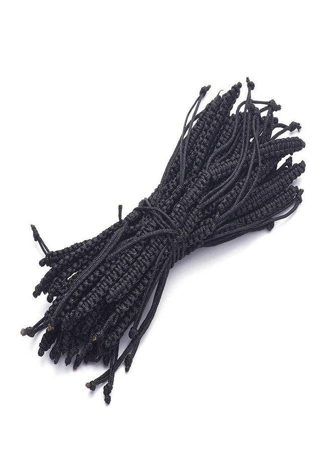 KISSITTY 50pcs Adjustable Black Braided Rope Half Finished Nylon Nautical Bracelet Surfer Cuff Anklet Cord (3.94" (10cm) - Image 4