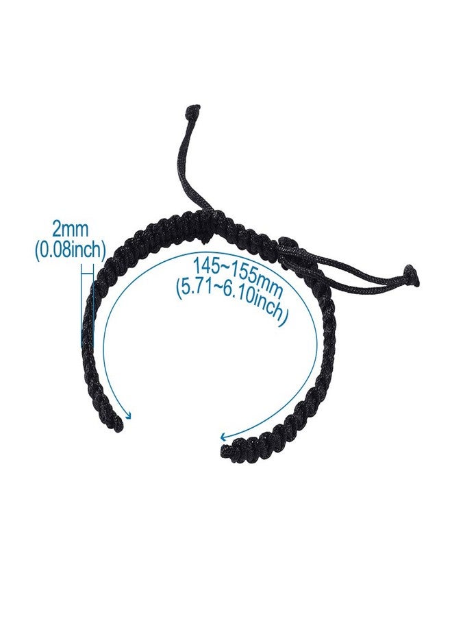 KISSITTY 50pcs Adjustable Black Braided Rope Half Finished Nylon Nautical Bracelet Surfer Cuff Anklet Cord (3.94" (10cm) - Image 2