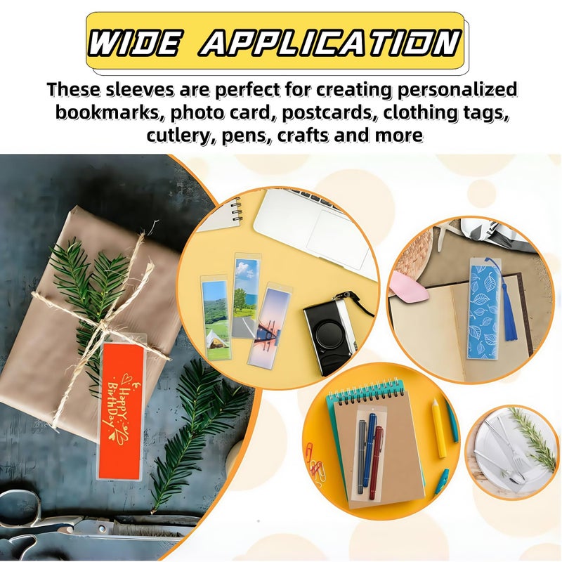 PABCK 50Pcs Clear Plastic Hanging Bags Bookmark Packaging Display Open Top PVC Jewelry Bag 5.7 Mil Reusable for Pen Keychain Bookmarks Cards Crafts Bracelet Poly Pouch Flat 1.77x5.7 inch(4.5x14.5cm) - Image 3