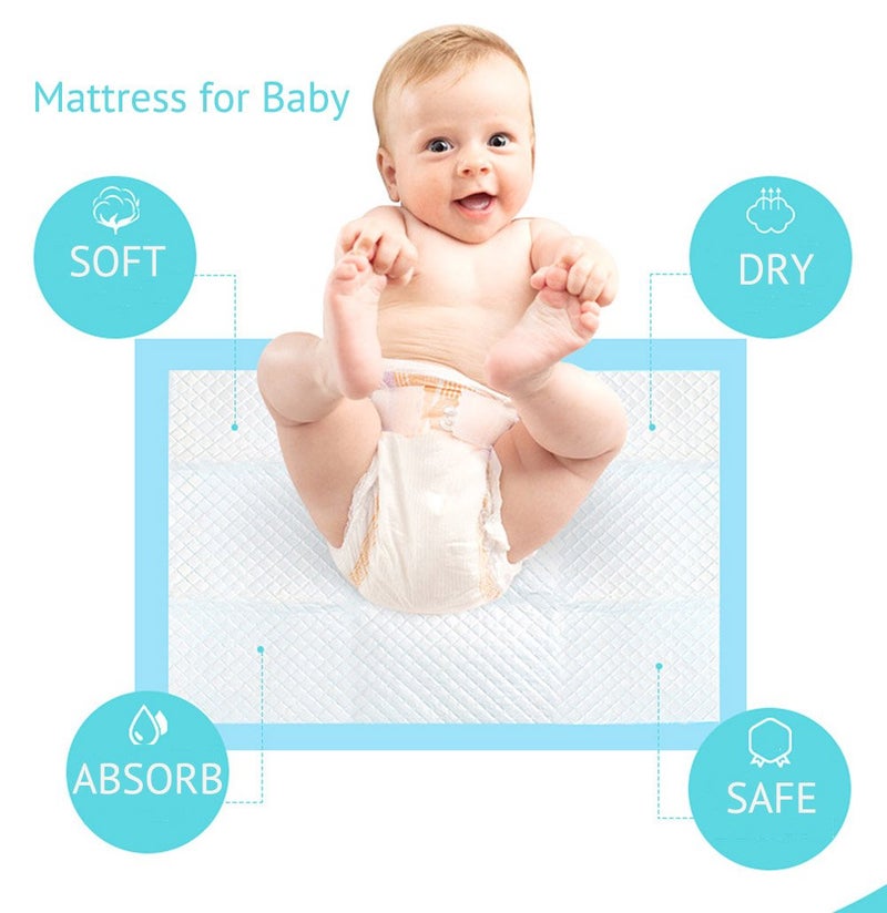 Buyockss Baby Disposable Underpad 100 Count Incontinence Changing Pad Baby Diapers Newborn Pads Soft Breathable Waterproof Leak Proof Quick Absorb 13X18 Inch - Image 2