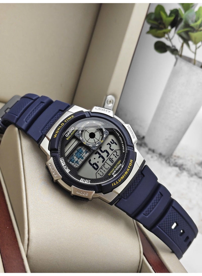 كاسيو ساعة يد رقمية كوارتز من الراتينج طراز AE-1000W-2AVDF - 40 مم - أزرق للرجال - Image 2