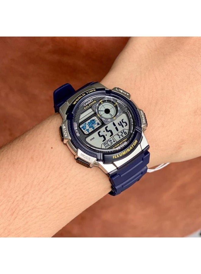 كاسيو ساعة يد رقمية كوارتز من الراتينج طراز AE-1000W-2AVDF - 40 مم - أزرق للرجال - Image 4