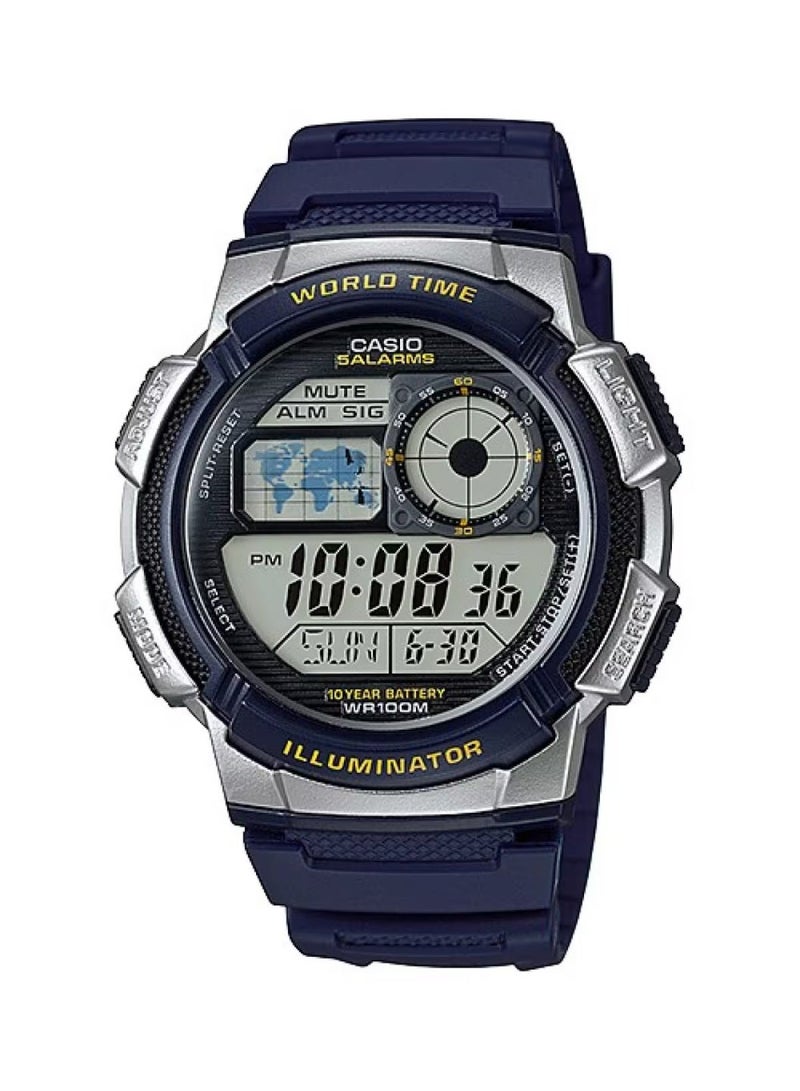 كاسيو ساعة يد رقمية كوارتز من الراتينج طراز AE-1000W-2AVDF - 40 مم - أزرق للرجال - Image 1