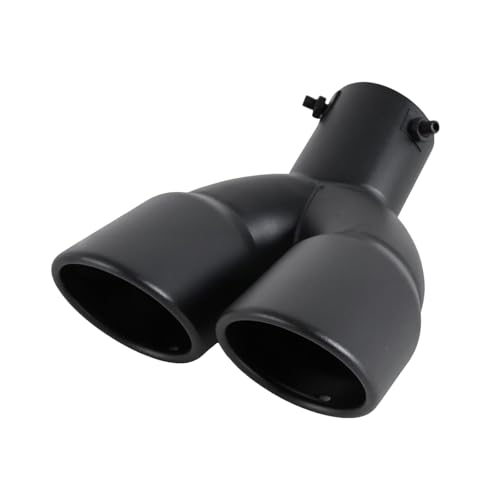 OtpOutopa Dual Exhaust Tip 2.5 inch Inlet, Universal Car Exhaust Pipe Tail Throat Tail Pipe Stainless Steel Y Pipe, Adjustable Car Thickened Muffler Slant Cut Tip (Curved,Frosted Black) - Image 1