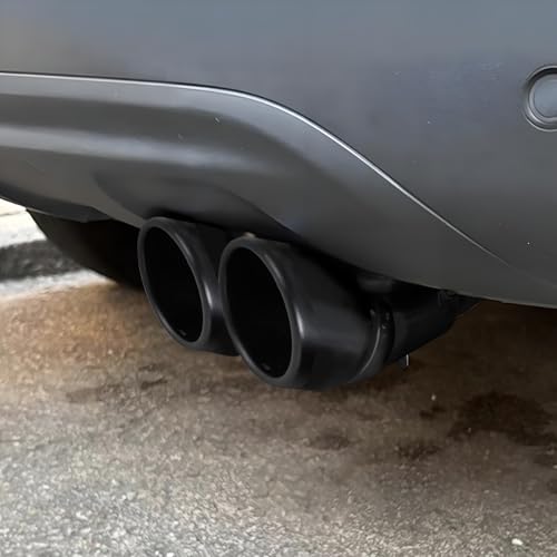 OtpOutopa Dual Exhaust Tip 2.5 inch Inlet, Universal Car Exhaust Pipe Tail Throat Tail Pipe Stainless Steel Y Pipe, Adjustable Car Thickened Muffler Slant Cut Tip (Curved,Frosted Black) - Image 2
