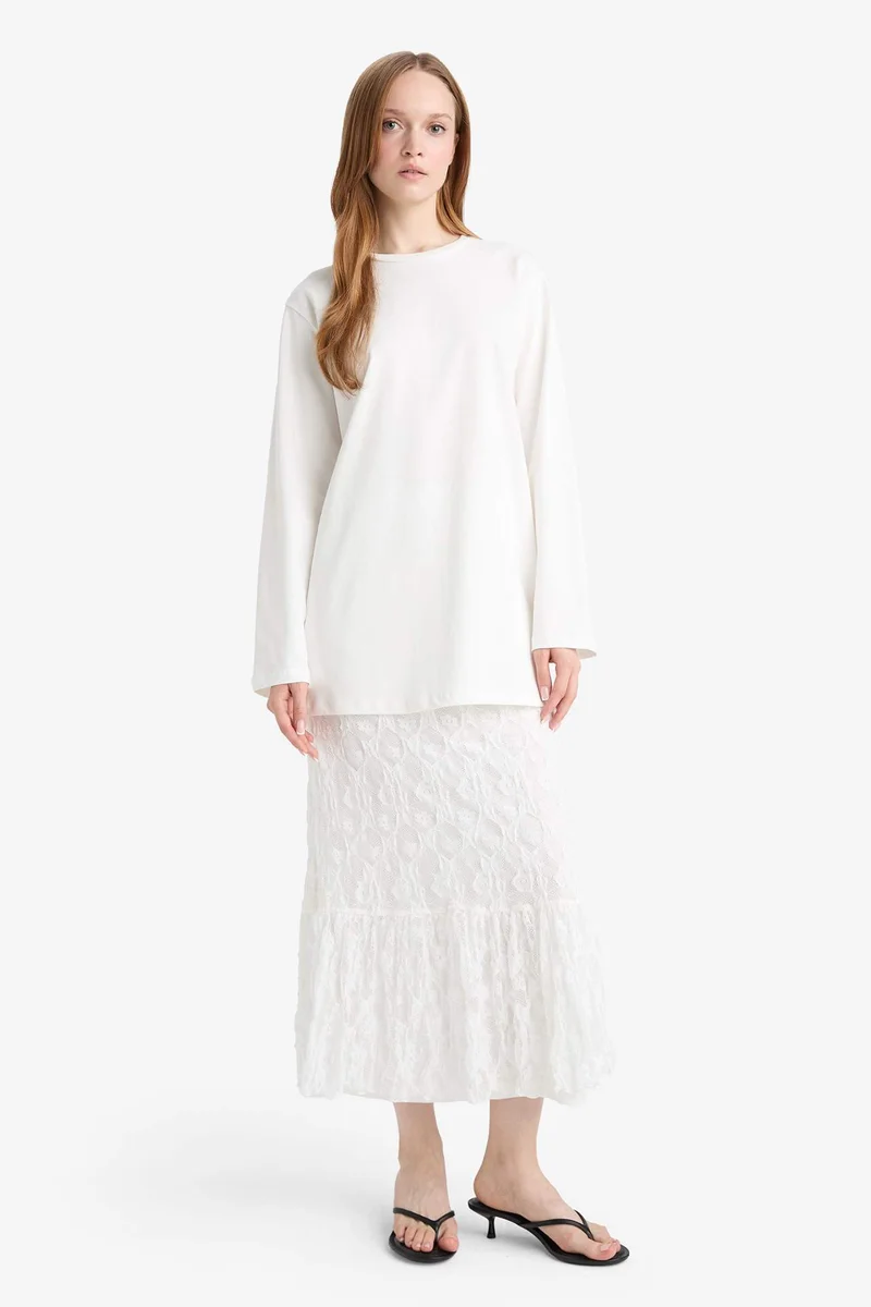 DeFacto A Cut Lace Knitted Skirt