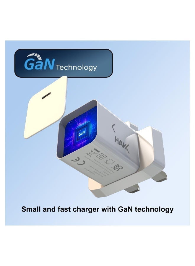 HAKK HAK 30W GaN USB-C PD Fast Charger | Compact Type-C Wall Adapter for iPhone, Samsung, iPad, MacBook Air & USB-C Laptops | Portable High-Speed Charging Power Brick - Image 3