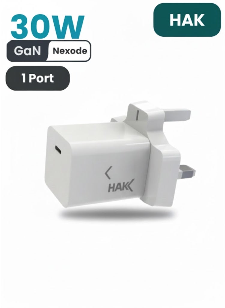 HAKK HAK 30W GaN USB-C PD Fast Charger | Compact Type-C Wall Adapter for iPhone, Samsung, iPad, MacBook Air & USB-C Laptops | Portable High-Speed Charging Power Brick - Image 1