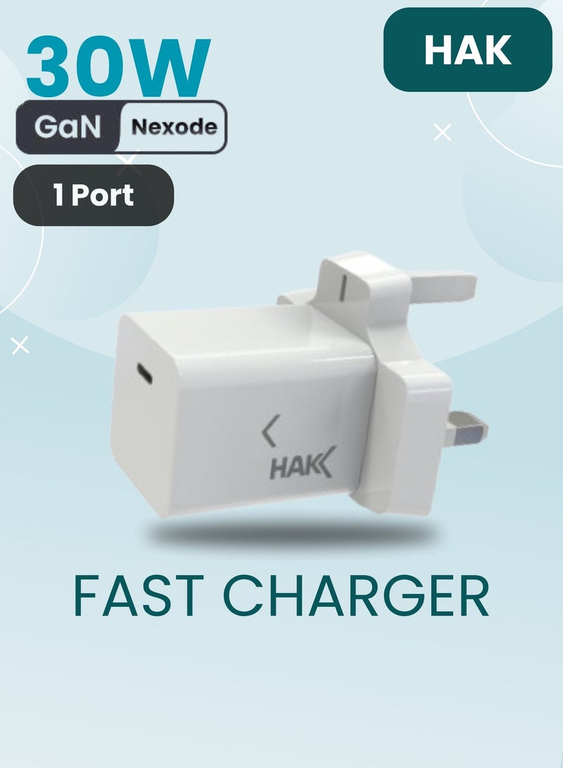 HAKK HAK 30W GaN USB-C PD Fast Charger | Compact Type-C Wall Adapter for iPhone, Samsung, iPad, MacBook Air & USB-C Laptops | Portable High-Speed Charging Power Brick - Image 2