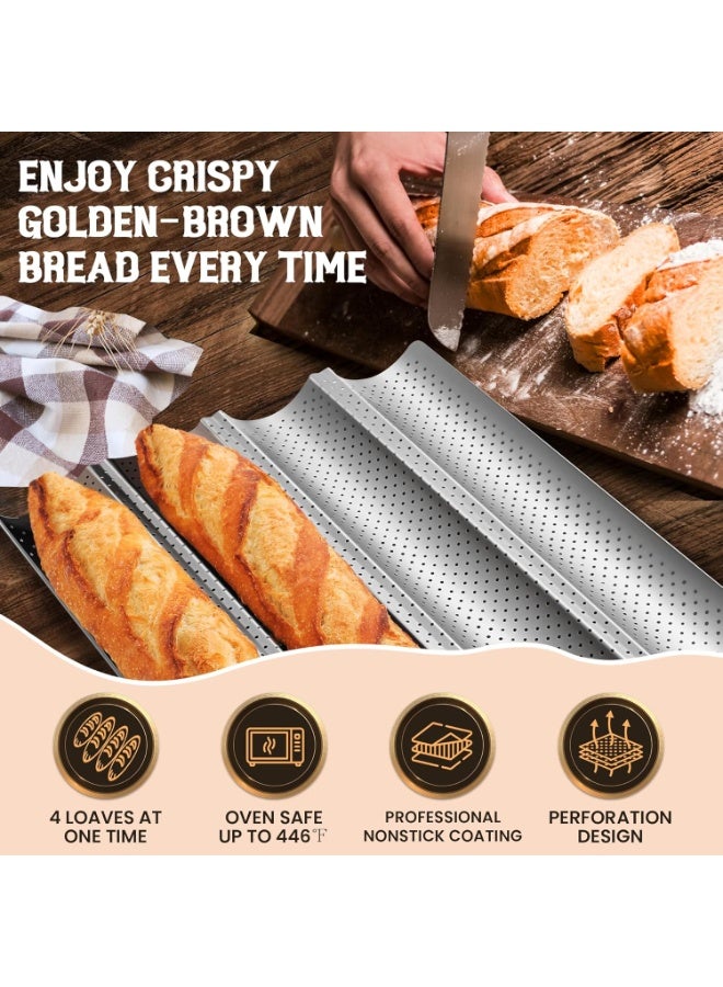 Perforated Non-Stick Baguette Bread Pan, French Long Loaf Baking Tray, Carbon Steel Bakeware for Oven Homemade Bread Making - Image 2