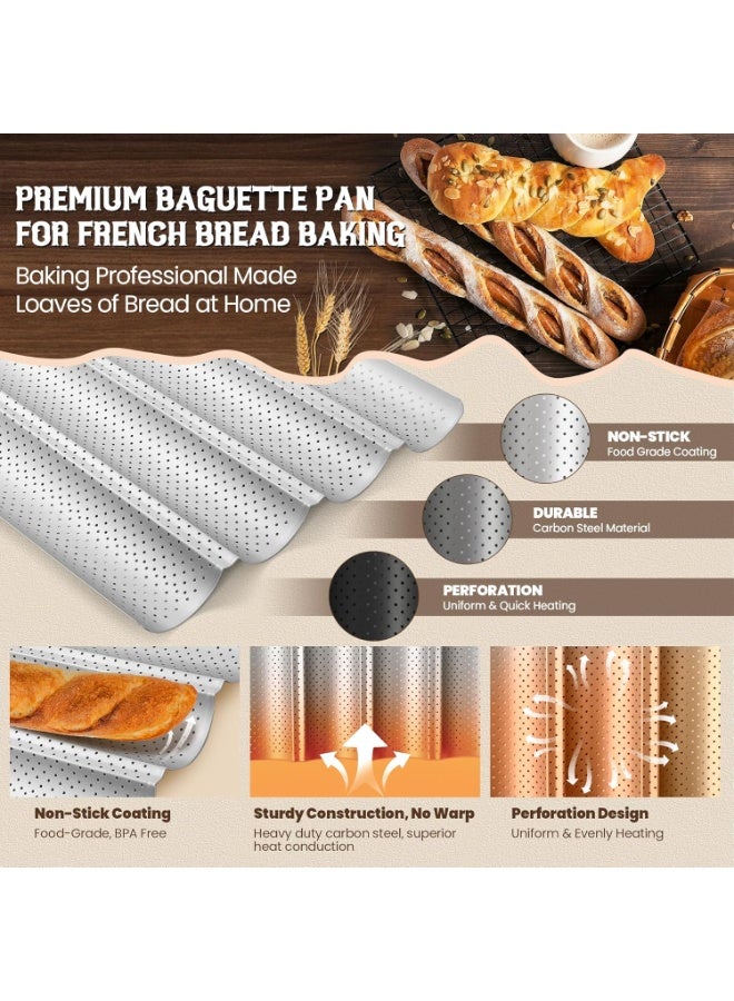 Perforated Non-Stick Baguette Bread Pan, French Long Loaf Baking Tray, Carbon Steel Bakeware for Oven Homemade Bread Making - Image 4