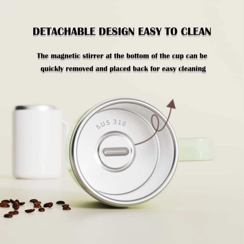 daasigwaa Rechargeable Self Stirring Mug - Magnetic Adsorption Charging | IPX7 | Electric Auto Mixing Stainless Steel Cup 400 ml/13.5 oz(Pink) - Image 5