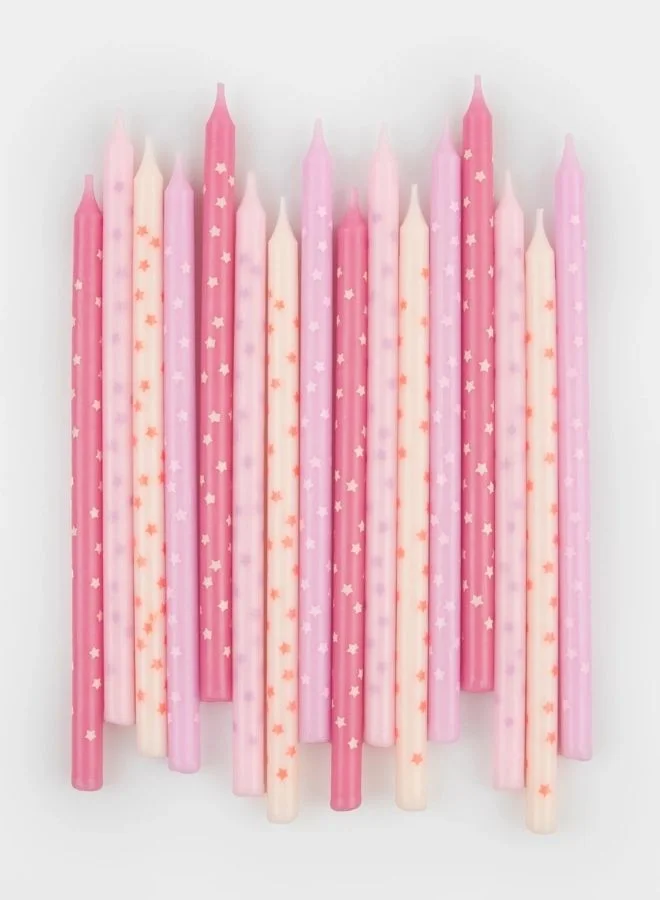 Meri Meri Pink Stars Candles - Pack of 16