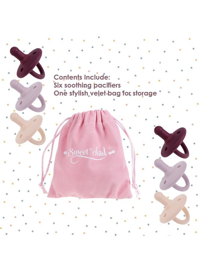 Sweet Child Pacifiers 0-18 Months, Set Of 6 Ultra-Light Silicone Binkies With Collapsible Handle & 3 Air Holes For Added Safety, Best Newborn Pacifiers For Baby Boys Or Girls - Image 2