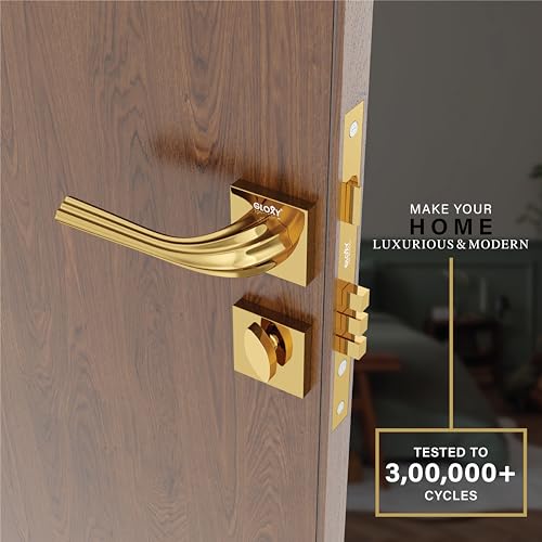 GLOXY Premium Zinc Gold Finish Mortise Lock Set for Main Door & Bedroom- Modern Door Lock Handle Set with 3 Brass Keys for Home, Office, Hotel - 2 Years Warranty - Image 4