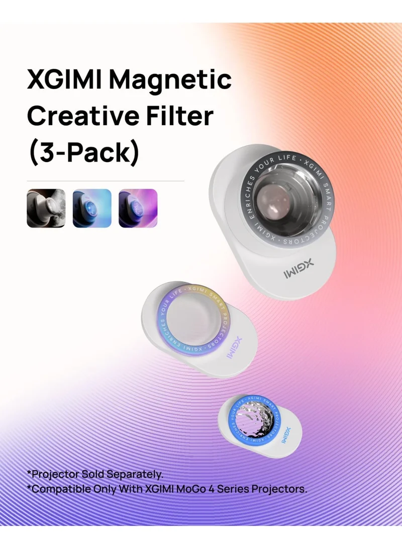 XGIMI Magnetic Creative Filters for XGIMI Mogo 4 Series | For Ambient & Immersive Experience w/ Quick Snap-On Assembly, With Built-in Ambient Music, Wave Gesture Control - 3 pack