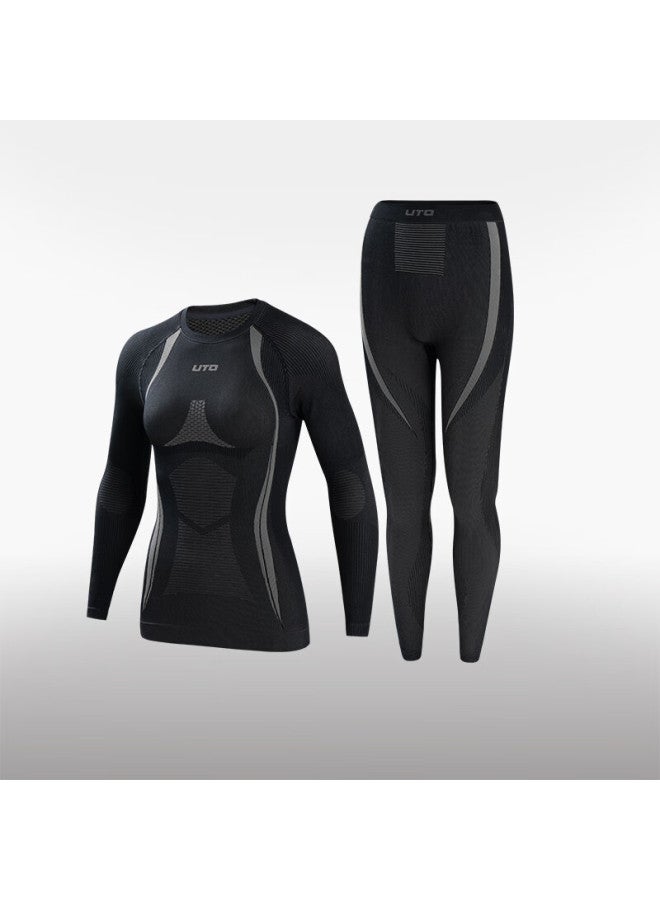 Uto Boundary-free Quick-dry Set Outdoor Running Mountaineering Skiing Sports Thermal Underwear Classic Black Women S