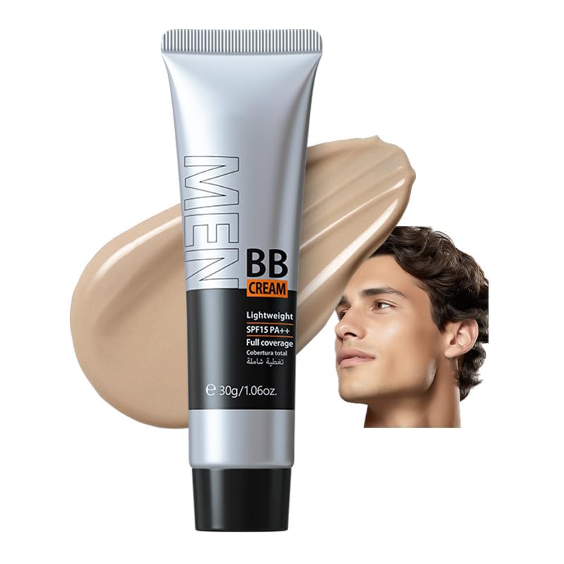 كريم BB للرجال من أكاري مرطب SPF 15 PA كريم أساس تغطية كاملة خافي عيوب مرطب للوجه للرجال يوازن لون البشرة يتحكم في الزيوت ويغطي العيوب لمظهر طبيعي لجميع أنواع البشرة طبيعي 240