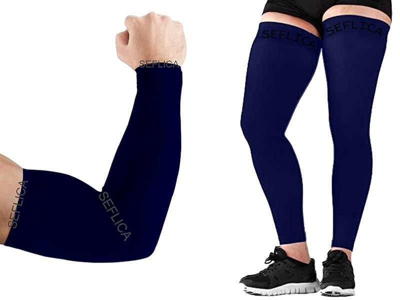 SEFLICA® UV Sun Protection Arm & Leg Sleeves Combo for Men & Women | UPF 50+ Cooling Sleeves for Outdoor Sports, Cycling, Running, Driving & Sunburn Protection | Anti-Tan - Image 1