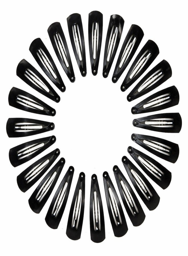 Cerrito Tic Tac Hair Clips Black Metal, 24 Pcs Snap Hair Clips 7 cm (2.76 Inch), Tik Tak Pins for Women, Girls & Kids, Big Size Strong Hold Hair Pins for Daily School, Home, Styling, Sectioning - Image 1