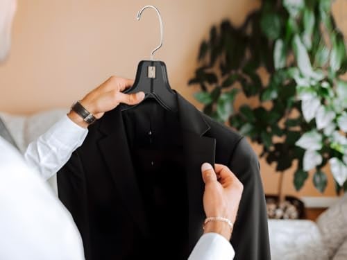 DEILSY™ Black Plastic Clothes Hangers - Durable Plastic Hanger 50 Pack for Organizing Garments for Shirt Hangers and Dress Coat Hangers Black Clothing Retail Hanger - Image 2