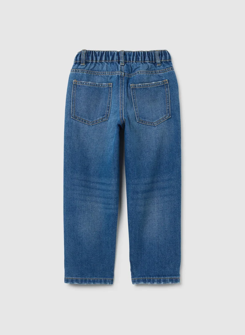 او في اس CHILDREN'S JEANS IN COTTON-BLEND LOOSE-FIT DENIM