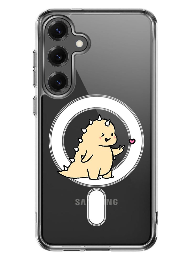 Theodor Magnetic Case for Samsung Galaxy S25 Plus 6.7-inch Compatible with MagSafe Wireless Charging, Shockproof Phone Bumper Cover Dino love - Image 1