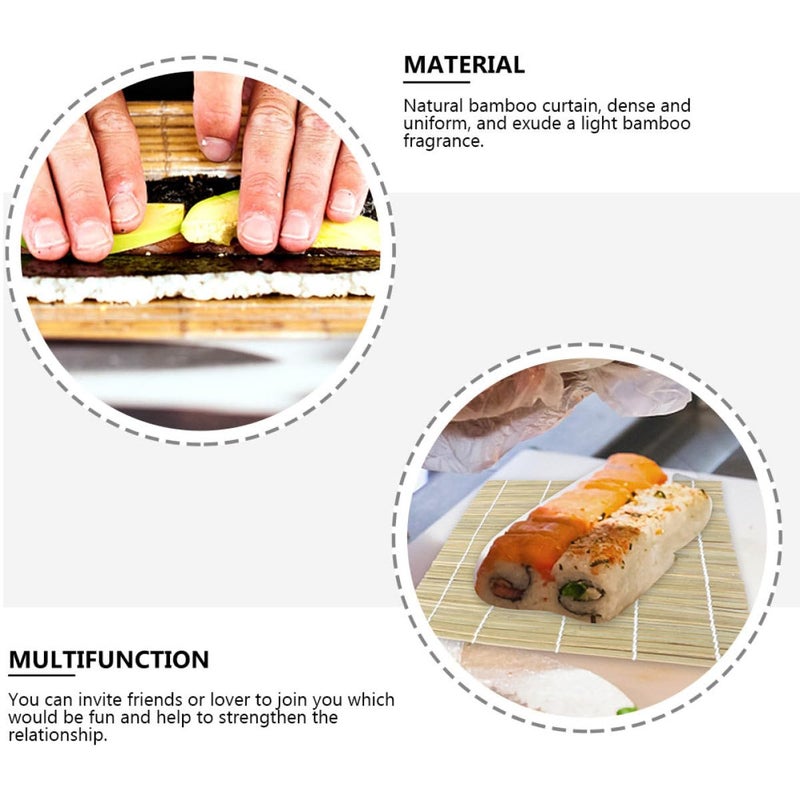 Sushi Rolling Mats 2 Pack 24x24cm Non Stick Bamboo Sushi Making Pads For Homemade Japanese - Image 4