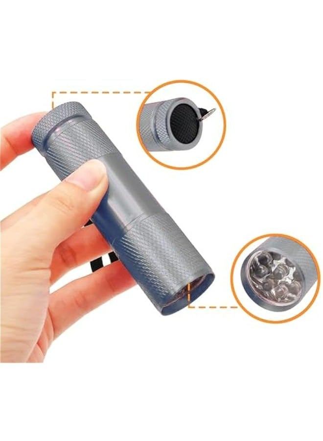 مصباح يدوي LED صغير بمفتاح من الألومنيوم في اللون الفضي، يعمل بالبطارية مثالي للتخييم وحمله في حقيبة الظهر - Image 4