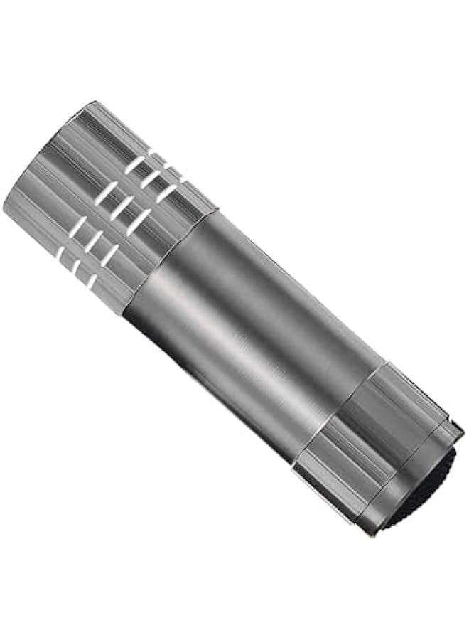 مصباح يدوي LED صغير بمفتاح من الألومنيوم في اللون الفضي، يعمل بالبطارية مثالي للتخييم وحمله في حقيبة الظهر - Image 2