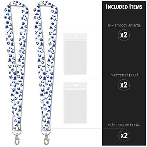 Cruise On Lanyards for Cruise Ship Cards (2-Pack) in 2026 & 2027, Cruise Lanyard with ID Holder, Detachable Key Card Badge & Waterproof Ship Card Holder (White & Navy) - Image 3