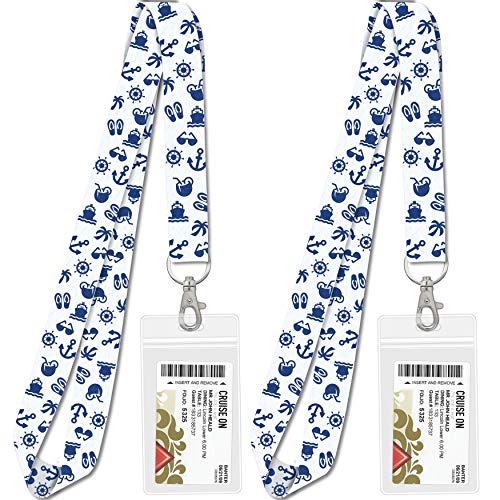 Cruise On Lanyards for Cruise Ship Cards (2-Pack) in 2026 & 2027, Cruise Lanyard with ID Holder, Detachable Key Card Badge & Waterproof Ship Card Holder (White & Navy) - Image 1