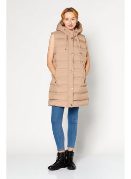 BCBGeneration Women Plain Puffer Vest, Latte  - Image 2