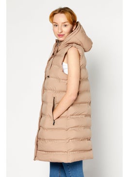 BCBGeneration Women Plain Puffer Vest, Latte  - Image 4