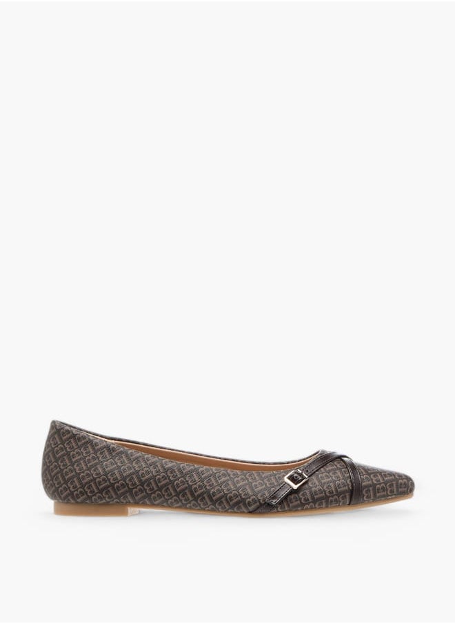 Flora Bella By Shoexpress Women Monogram Print Slip-On Ballerina Shoes  - Image 3