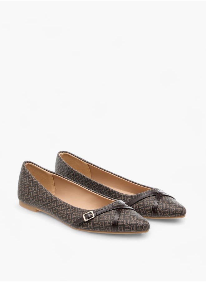 Flora Bella By Shoexpress Women Monogram Print Slip-On Ballerina Shoes  - Image 1