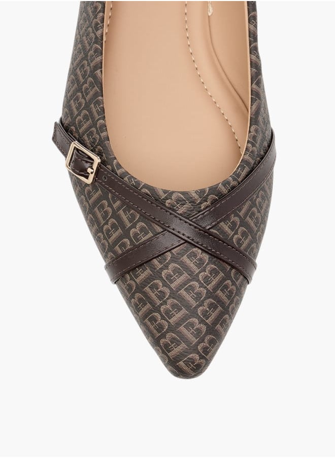 Flora Bella By Shoexpress Women Monogram Print Slip-On Ballerina Shoes  - Image 4