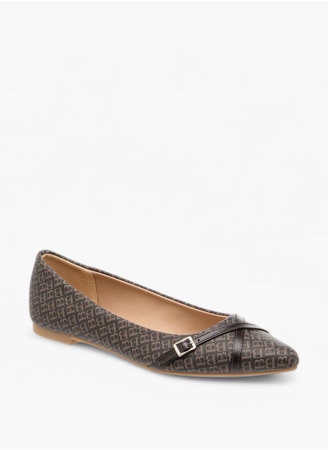 Flora Bella By Shoexpress Women Monogram Print Slip-On Ballerina Shoes  - Image 2