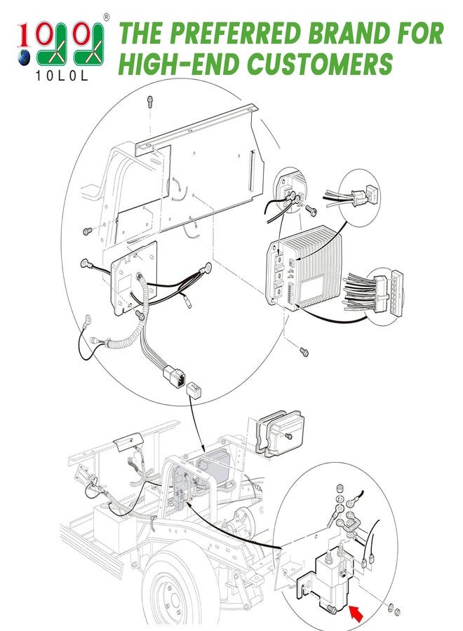 10 ال 0 ال مجموعة صمام الملف اللولبي والمقاومة Albright 10L0L 48V لعربة الجولف، متوافقة مع عربات الجولف Club Car DS من موديل 1995 فما فوق وPrecedent من موديل 2004 إلى 2008. بديل للأرقام الأصلية التالية: 101908701 و102774701 و1014947 - Image 2