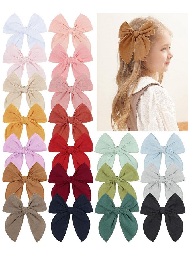 doboi 5.5 Inch 20PCS Baby Girls Fable Hair Bows Clips Cotton Linen Alligator Hair Clips Large Neutral Handmade Hair Accessories Bows for Girls Toddlers Kids by doboi - Image 1
