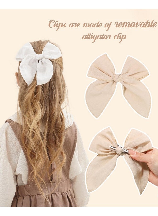 doboi 5.5 Inch 20PCS Baby Girls Fable Hair Bows Clips Cotton Linen Alligator Hair Clips Large Neutral Handmade Hair Accessories Bows for Girls Toddlers Kids by doboi - Image 3