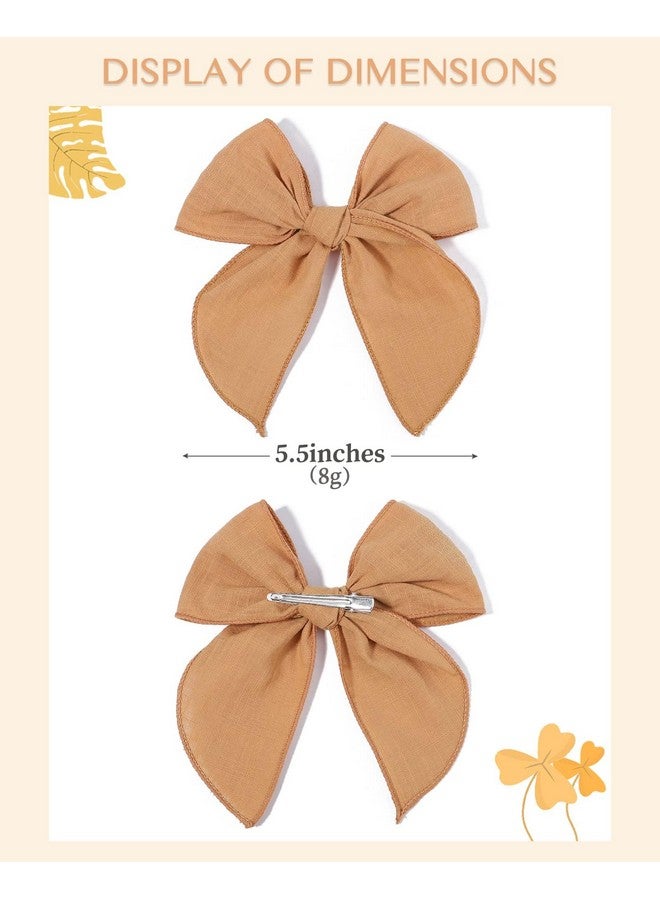 doboi 5.5 Inch 20PCS Baby Girls Fable Hair Bows Clips Cotton Linen Alligator Hair Clips Large Neutral Handmade Hair Accessories Bows for Girls Toddlers Kids by doboi - Image 2