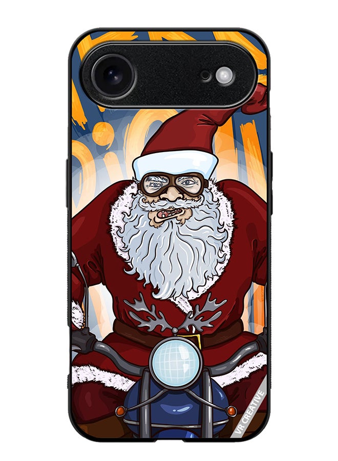 Protective Case Cover For Apple iPhone 17 Air Cartoon Christmas Postcard Santa Claus On Motorcycle Design Multicolour
