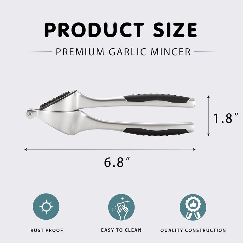 Excefore Garlic Press, Premium Garlic Mincer with Ergonomic Grip Handle, Professional Garlic Presser Crusher and Peeler Set, Sturdy Ginger Press for Nuts & Seeds, Easy to Clean and Dishwasher Safe - Image 4