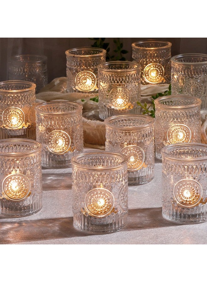 Devi DEVI 24pcs Clear Glass Votive Candle Holders, Vintage Candle Holder for Votives&Tea Lights&Floating Candles, Wedding Decorations for Receptions, Valentine Wedding Centerpieces Table Decoration  - Image 1