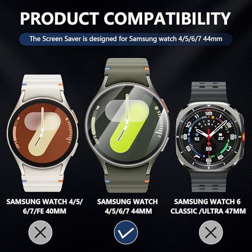 Suoman 4-Pack Screen Protector for Samsung Galaxy Watch 7/6/5/4 44mm, Tempered Glass Protectors Perfectly Fit for Galaxy 44mm Smartwatches - Image 2